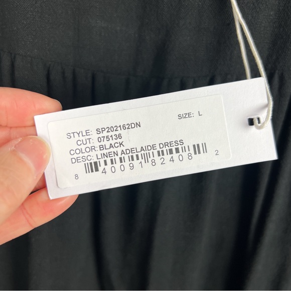 NWT Rachel Pally Adelaide Linen Tie Shoulder Tiered Midi Maxi Dress Black Boho L - Picture 5 of 7